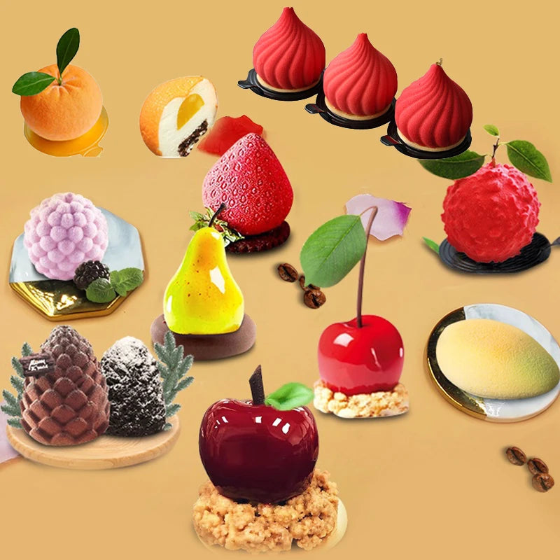 Apple Mango Orange Fruit Mousse Silicone Cake Mold Pastry Baking Moulds Dessert Decorating Tool Bakeware