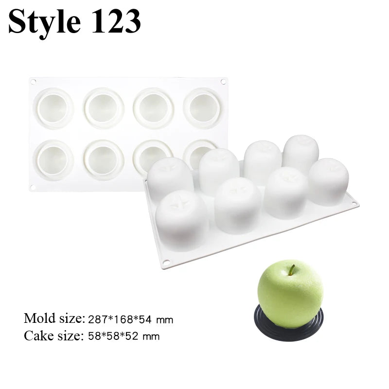 Apple Mango Orange Fruit Mousse Silicone Cake Mold Pastry Baking Moulds Dessert Decorating Tool Bakeware