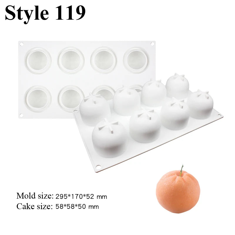 Apple Mango Orange Fruit Mousse Silicone Cake Mold Pastry Baking Moulds Dessert Decorating Tool Bakeware