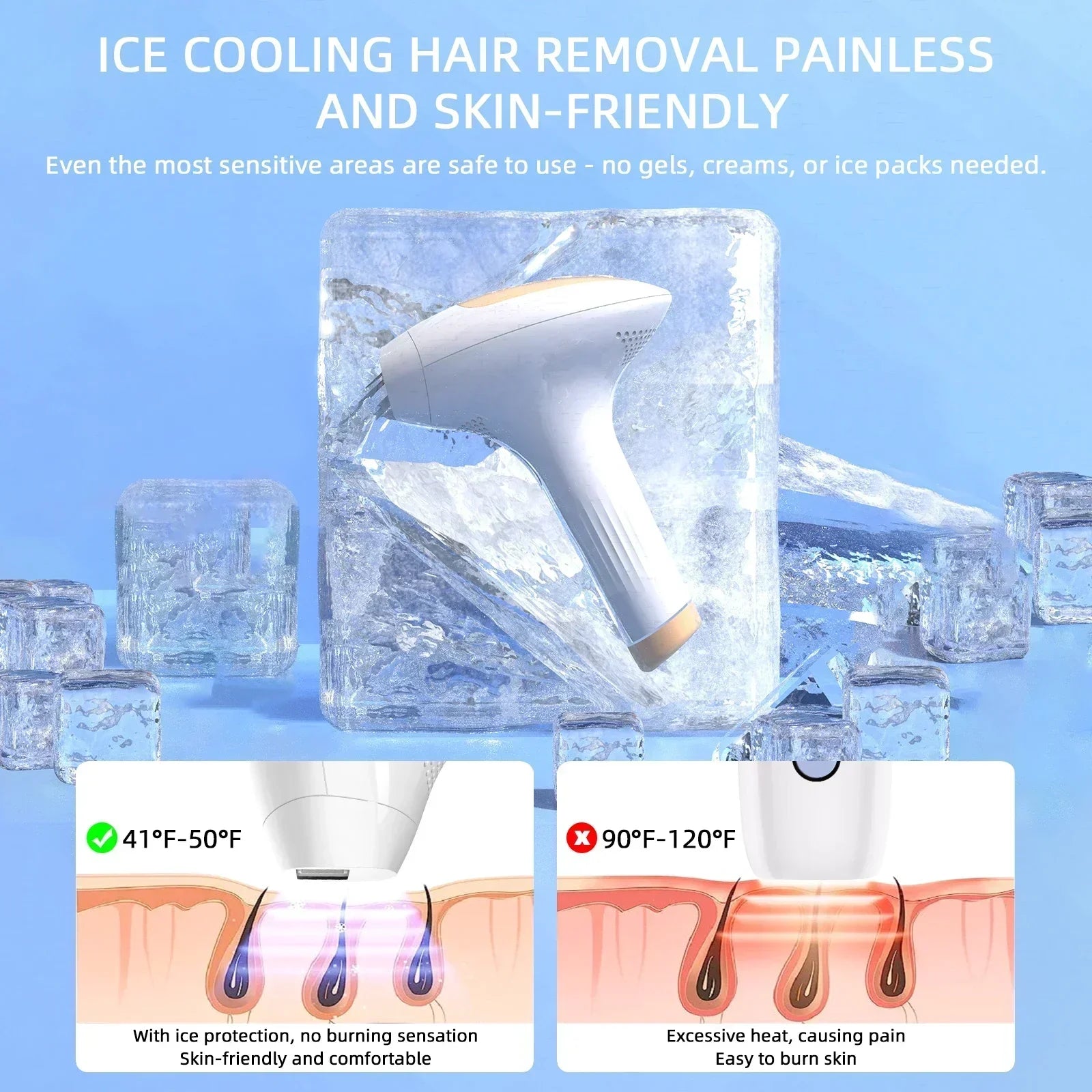 Laser Hair Removal Epilator IPL for Women and Men Home Use Ice-cooling