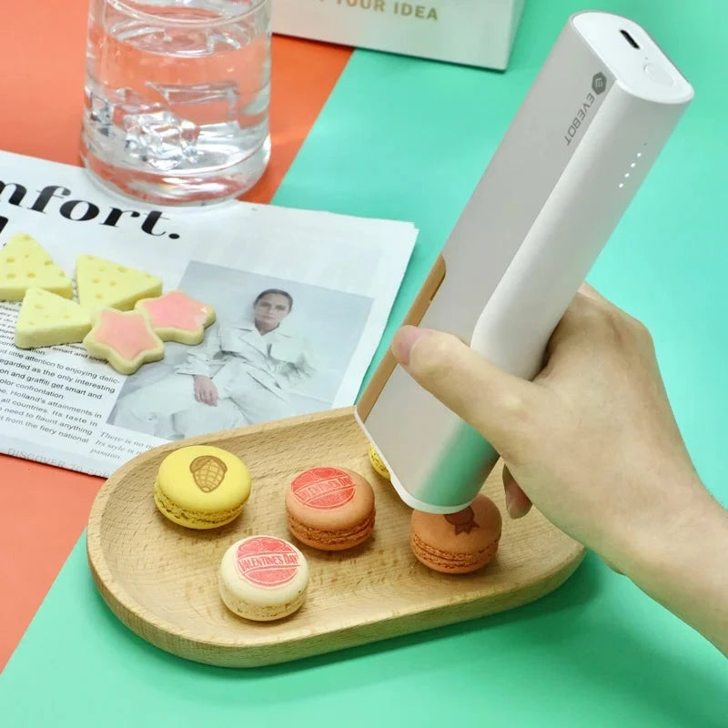 Evebot Food-grade Portable PrintPen Handheld Inkjet Printer Printing Pen Perfect for Coffee Macarons Cakes Personalized Designs