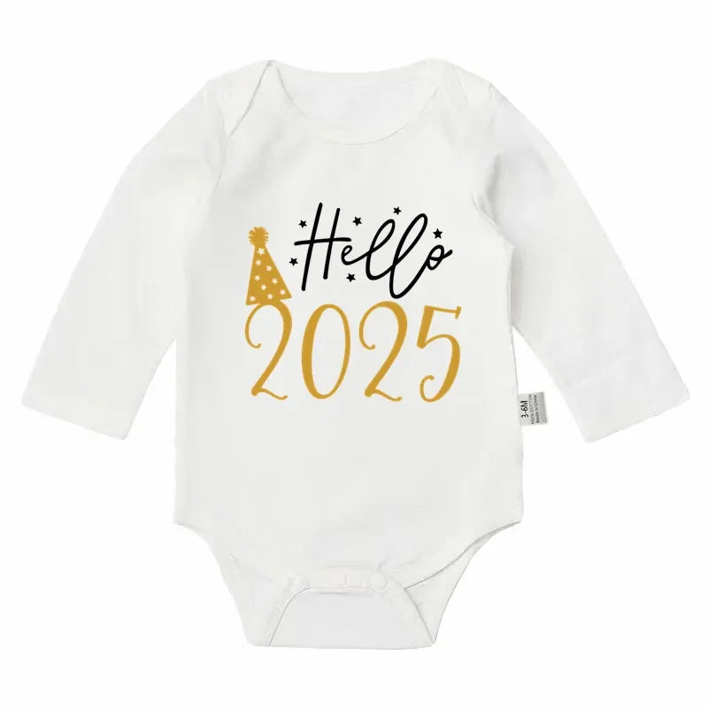 Hello 2025 Baby Bodysuit-Adorable New Year Outfit for Your Little One!