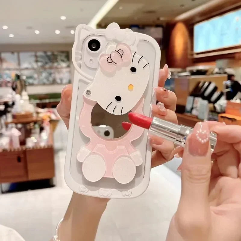 Hello Kitty Shockproof Case For iPhone 16 With Cosmetic Mirror Cover