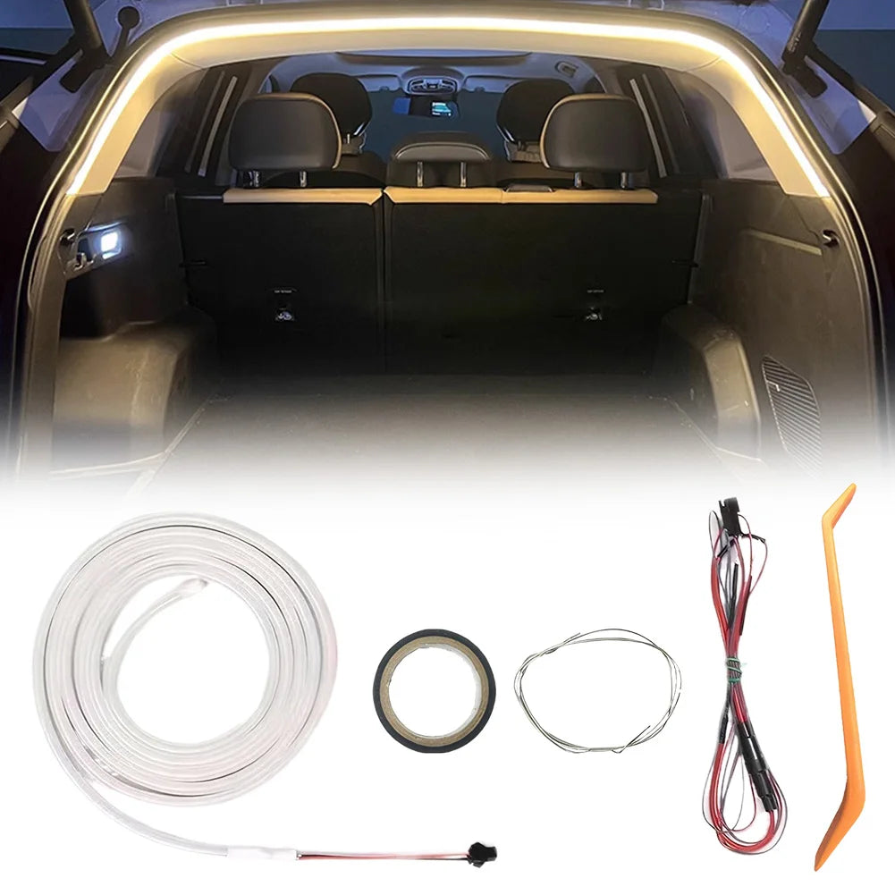 Car Trunk LED Strip Light, Silicone Flexible Cuttable Vehicle Ambient Lighting, Waterproof Interior Lamp Decoration