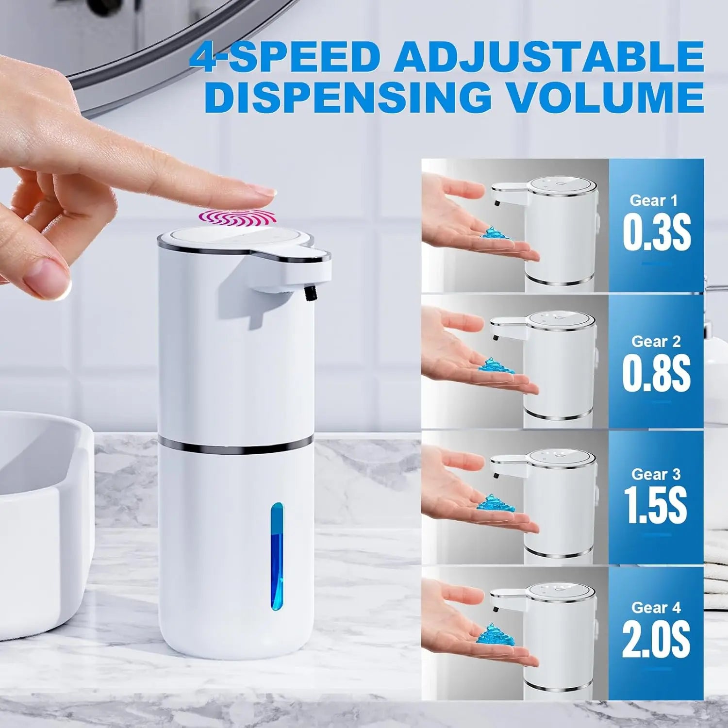 400ml Touchless Automatic Liquid Soap Dispensers TYPE-C High Battery Life