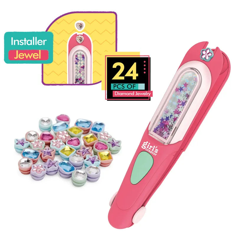 Hair Gem Stamper Kit, Hair Bedazzle Styling Tool with Reusable Rhinestones, Girls Hair Accessories, Birthday Gift Toy for Girls