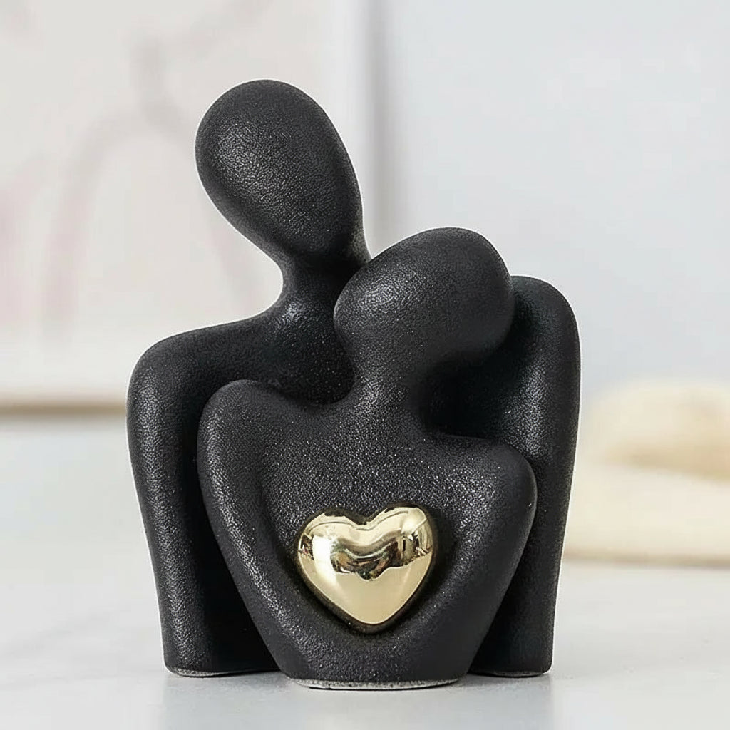 Hugging Couple Statue Ceramic Lover Figurine Home Decor Abstract Modern Sculpture