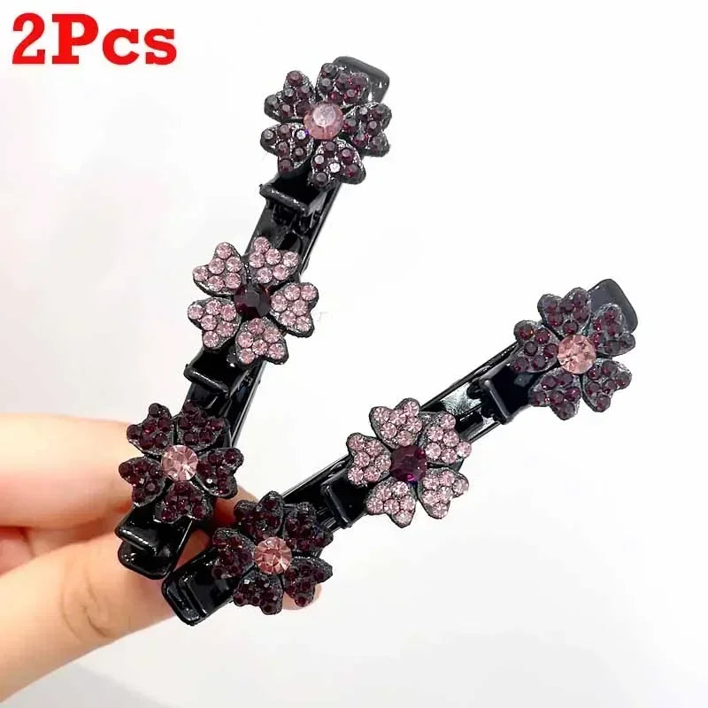 2/4pcs Korean Fixed Headband Hairpin – Double Layer Braided Hair Hoop for Effortless Style