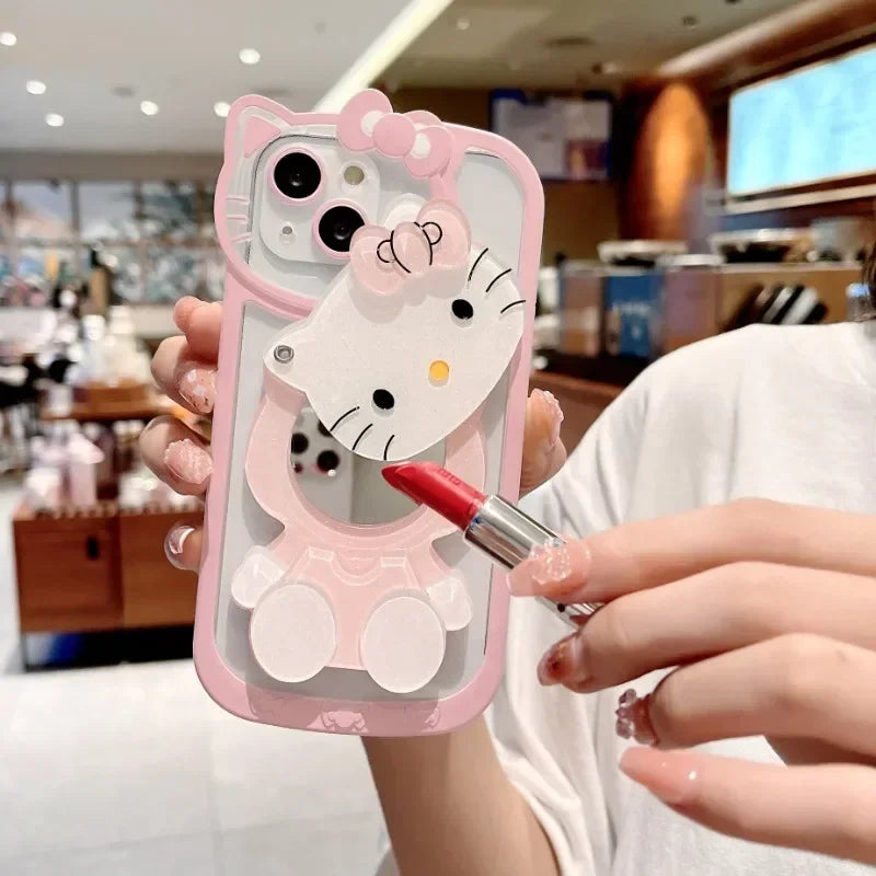Hello Kitty Shockproof Case For iPhone 16 With Cosmetic Mirror Cover