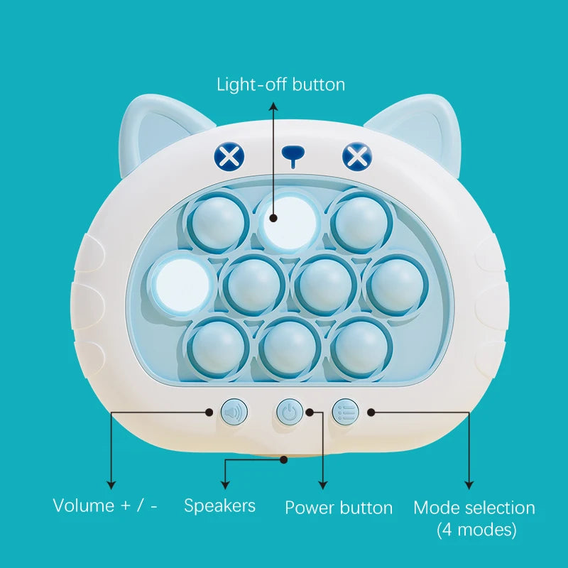 Fast Push Game Fidget Toys, Pop Bubble Handheld Games Light up Toy for Kids Teens Adults, Quick Push Sensory Gifts for Boy Girl, Pink Rabbit