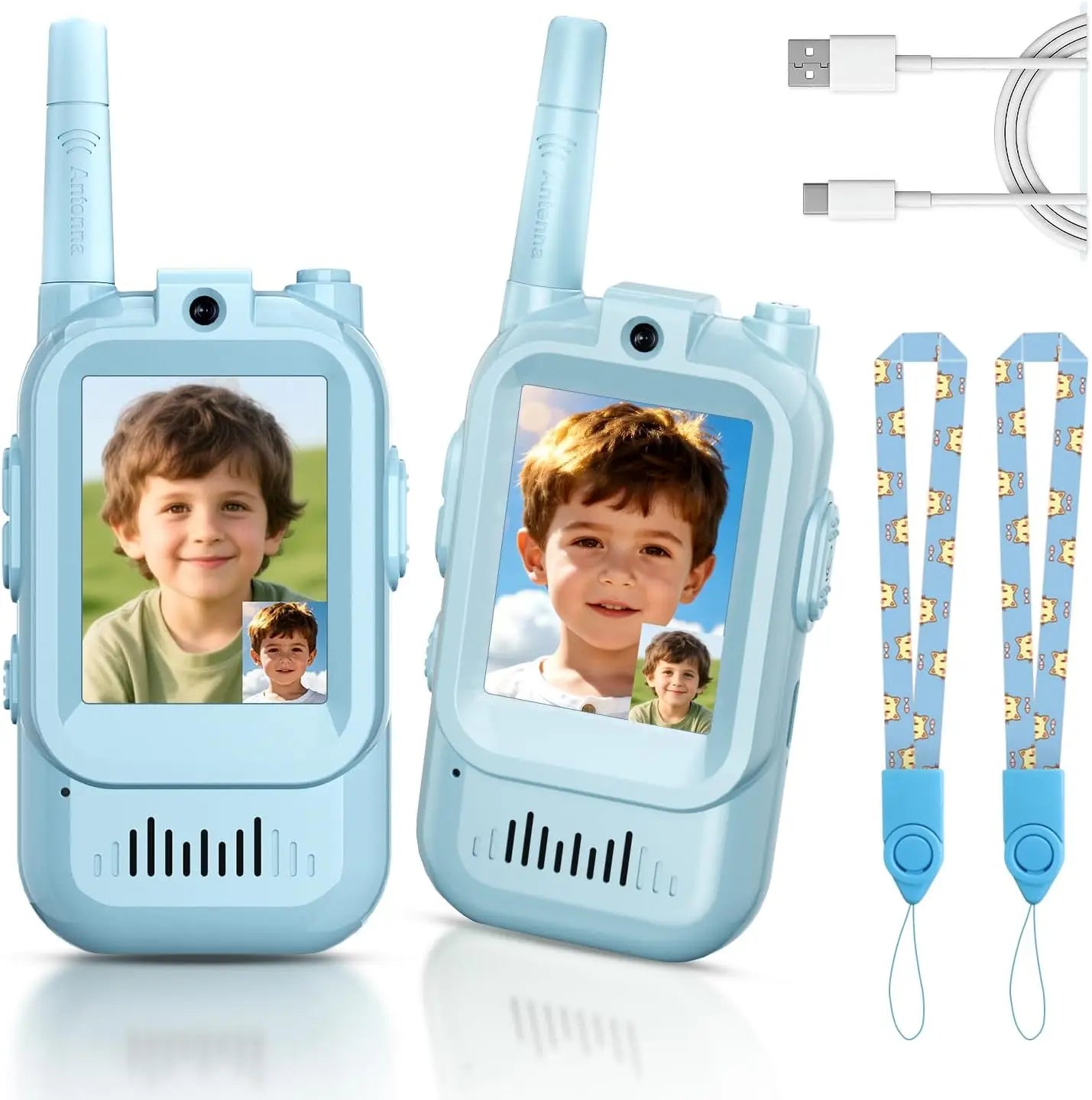 2PCS Video Walkie Talkie For Kids 2-inch HD Screen Rechargeable Toys for Indoor Camping Travel Birthday Gfits for Kids Ages 3-12