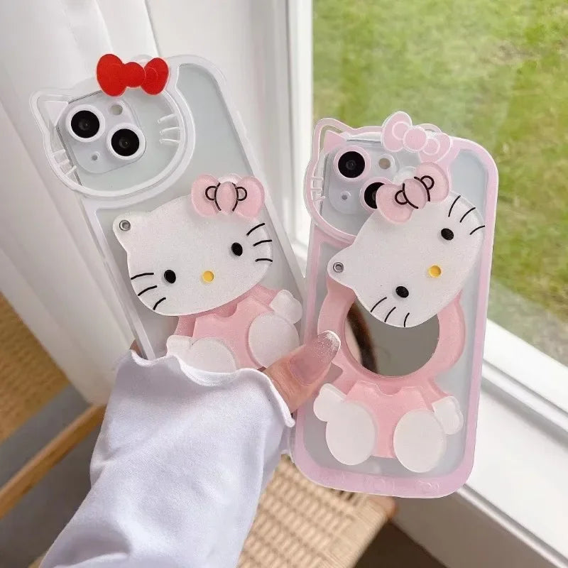 Hello Kitty Shockproof Case For iPhone 16 With Cosmetic Mirror Cover