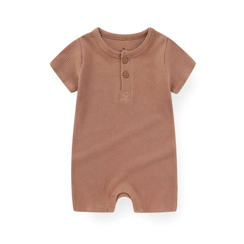 Cotton Baby Romper | Solid Short Sleeve Jumpsuit | 100% Soft Cotton