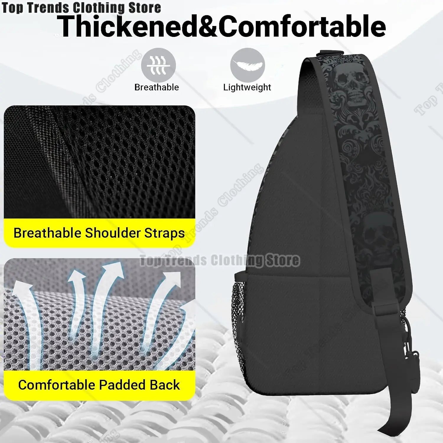 Colorful Skull Sling Backpack Trendy Sling Bag Multipurpose Crossbody Sling Travel Hiking Chest Bag Shoulder Backpack