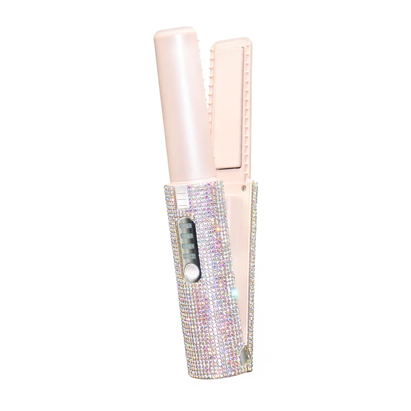 Rhinestone Straightening & Curling Hair Iron, Lightweight and Portable Perfect for Traveling.