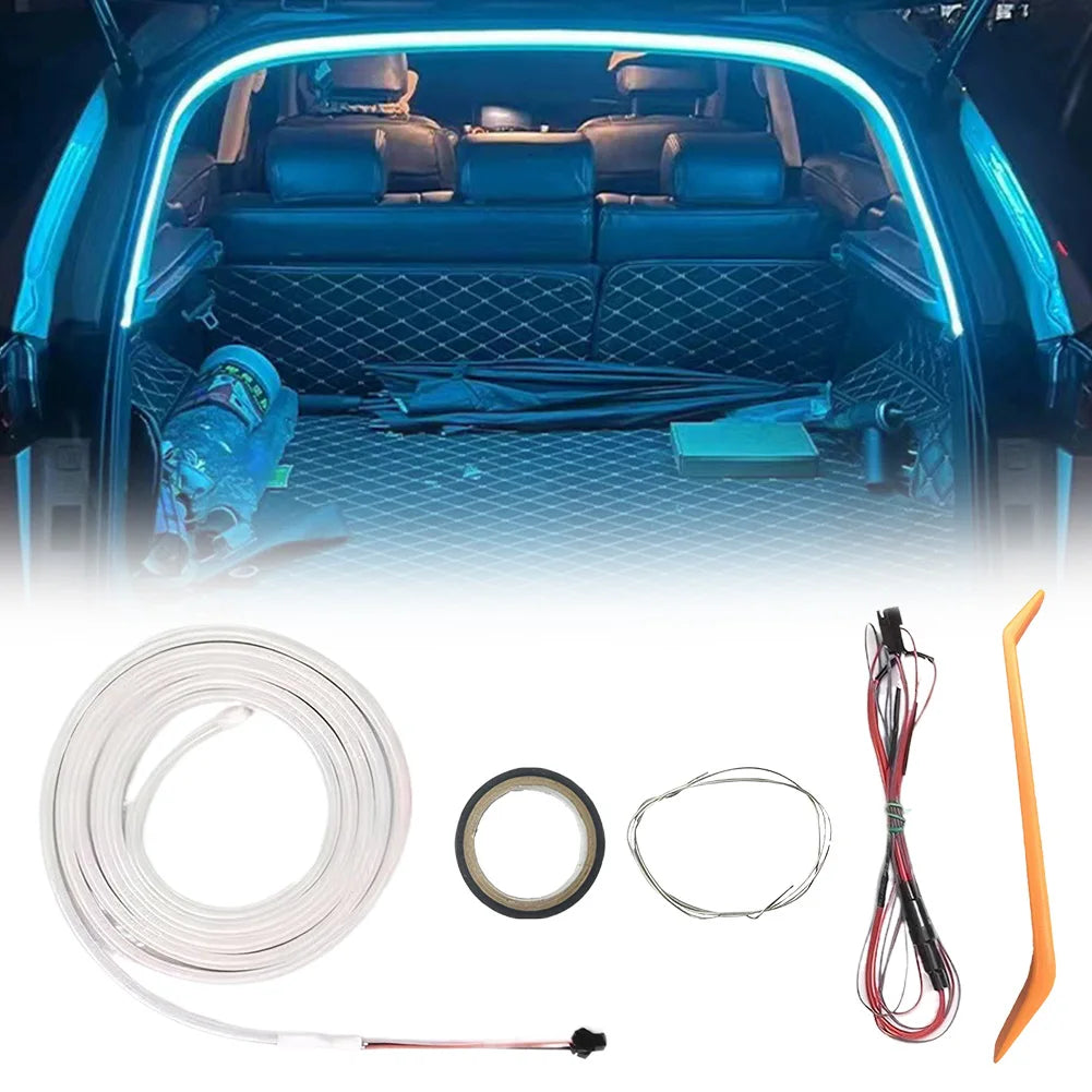 Car Trunk LED Strip Light, Silicone Flexible Cuttable Vehicle Ambient Lighting, Waterproof Interior Lamp Decoration