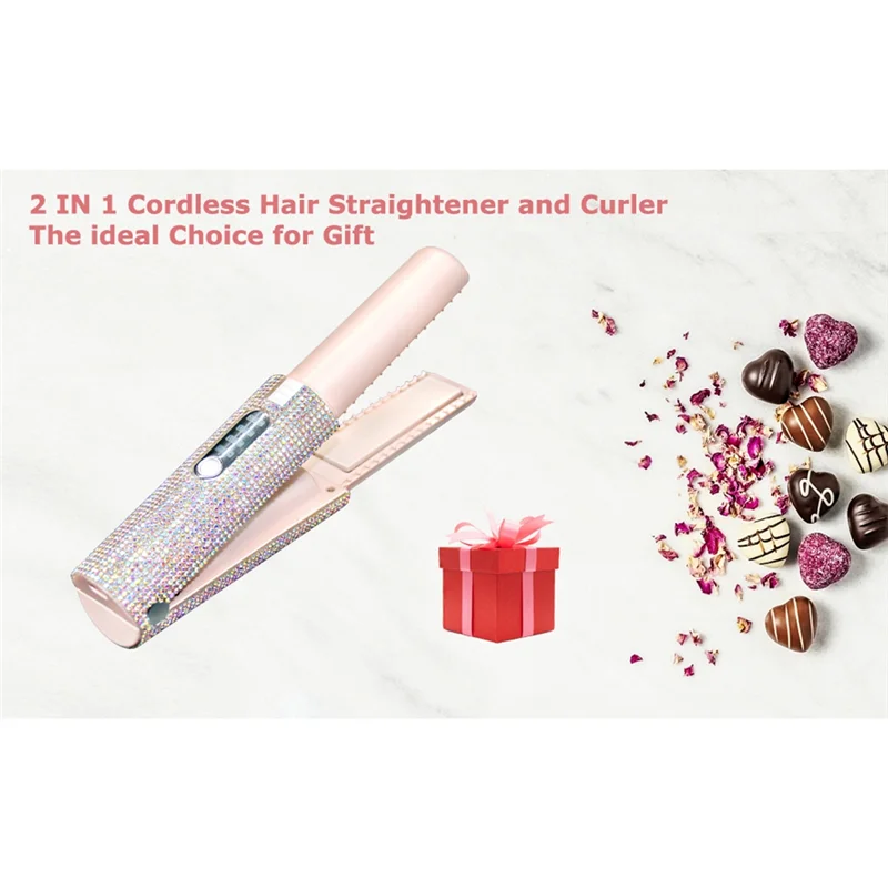 Rhinestone Straightening & Curling Hair Iron, Lightweight and Portable Perfect for Traveling.