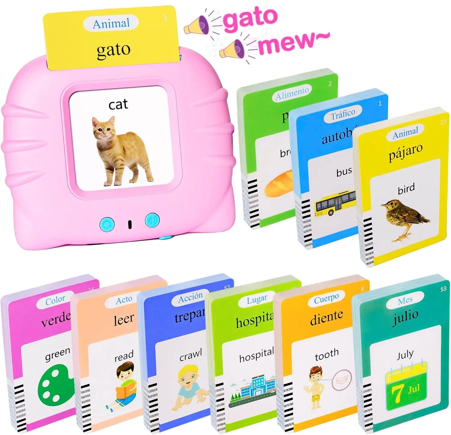 510 Spanish Flash Cards for Kids – Montessori Learning Toy for Toddlers