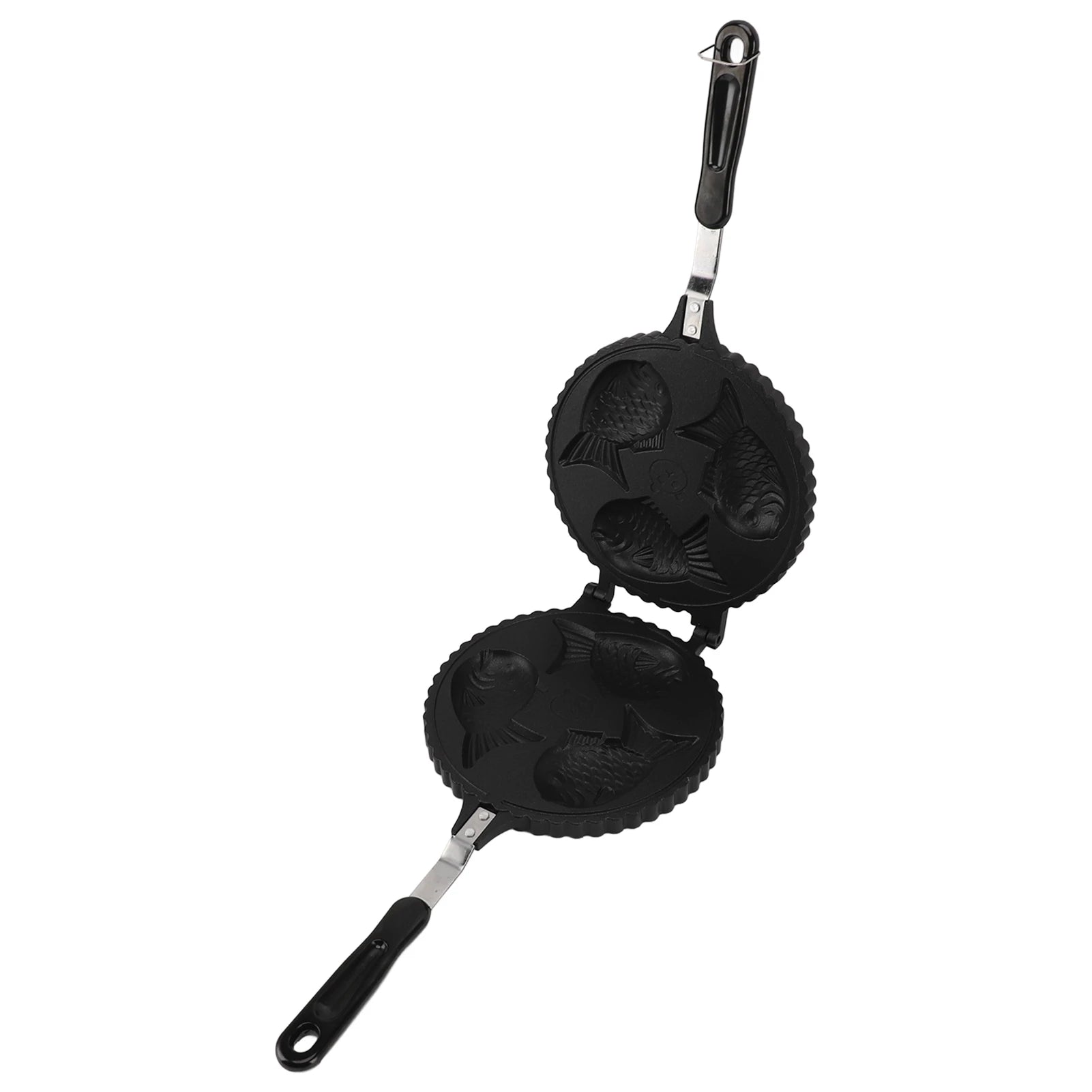 Fish Waffle Maker Pan 3 Fish Cute Aluminum Uniform Heating Double Sided Taiyaki Pan for Home Snack Bars