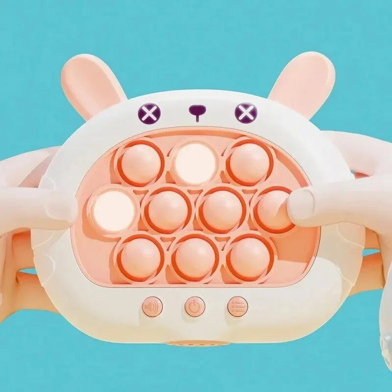 Fast Push Game Fidget Toys, Pop Bubble Handheld Games Light up Toy for Kids Teens Adults, Quick Push Sensory Gifts for Boy Girl, Pink Rabbit