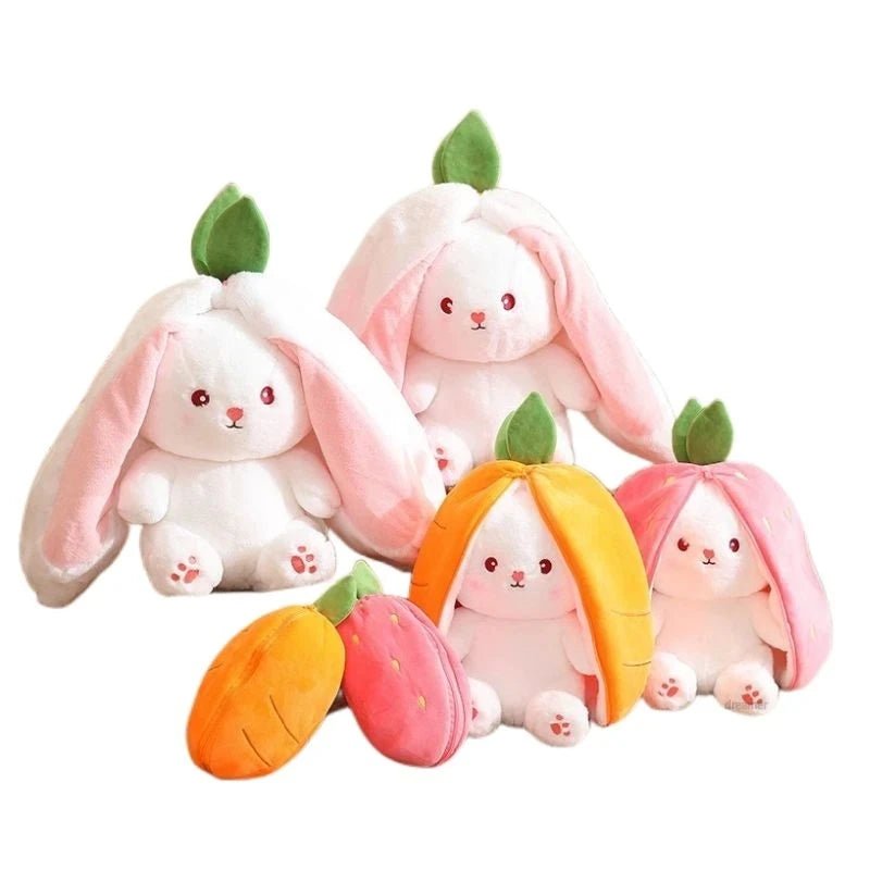 Rabbit Plushie: Magical Transforming Cosplay Strawberry, Carrot Toy!