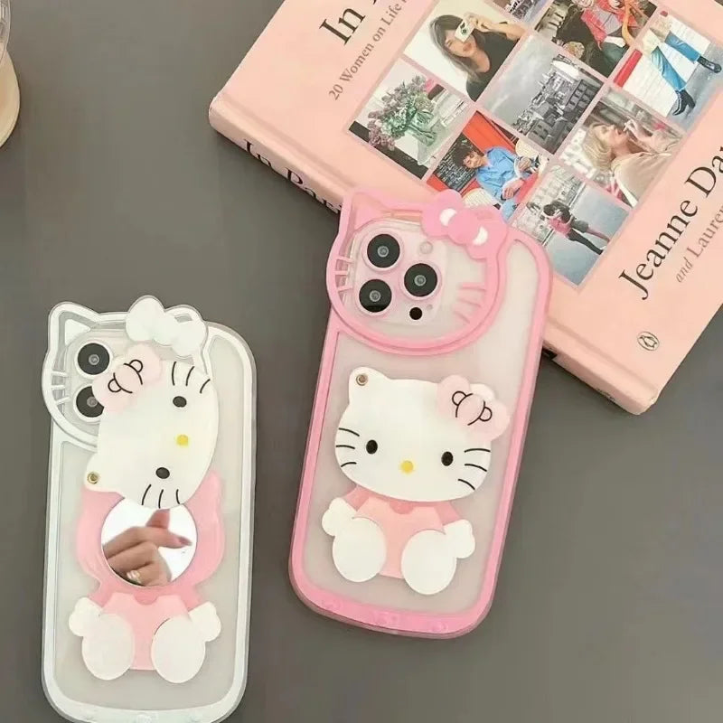 Hello Kitty Shockproof Case For iPhone 16 With Cosmetic Mirror Cover