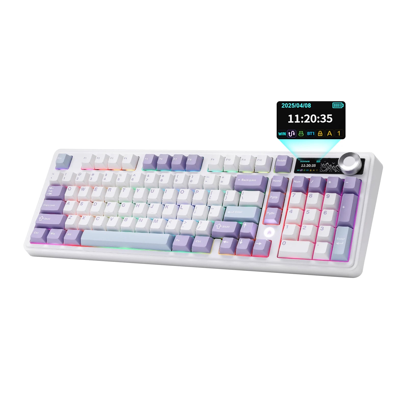 AJAZZ AK980 Mechanical Keyboard with Screen & Knob, Full Size RGB Wireless Keyboard,