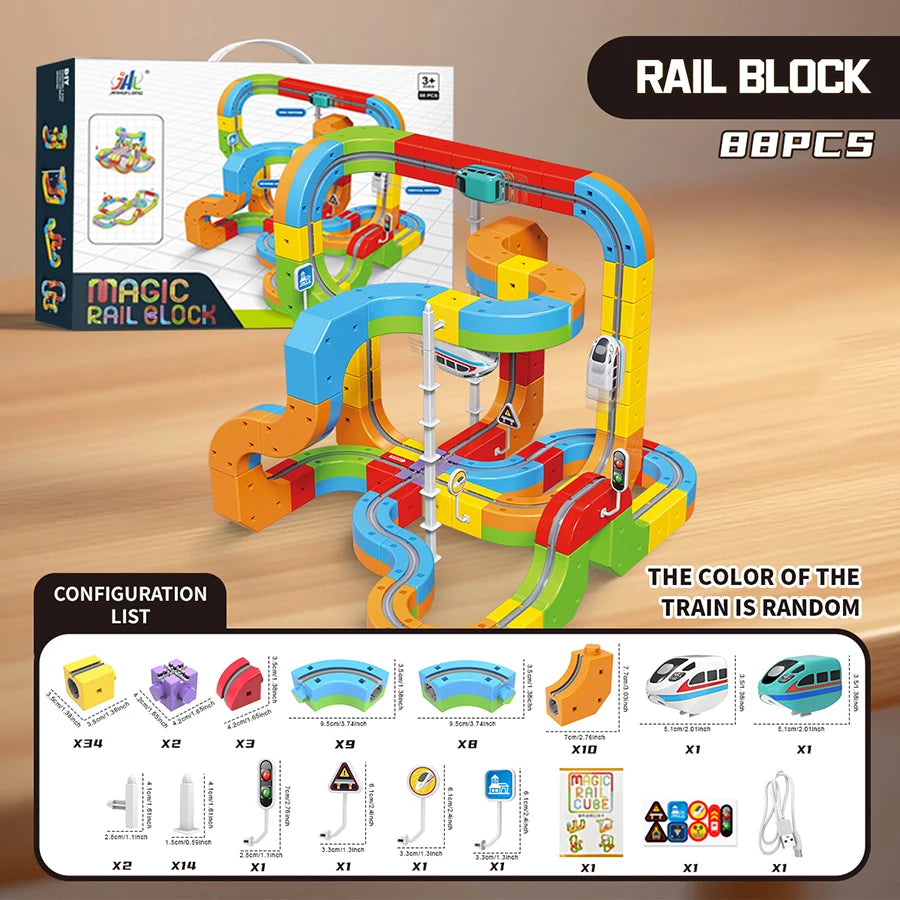 New Children'S Educational Electric Magnetic Levitation Train Track Cube 3d Boy Diy Magnetic Assembly Toys Train Car Xmas Gifts