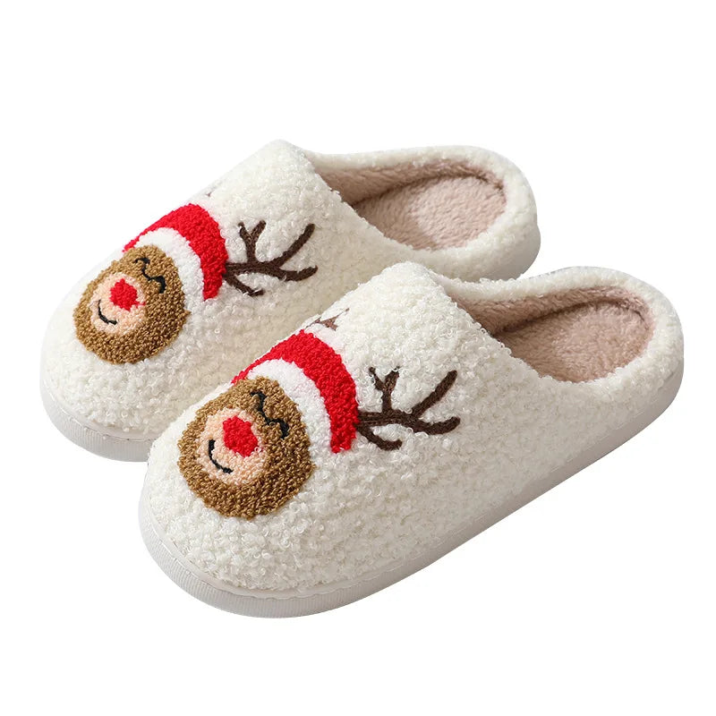 Christmas Fluffy Soft Cozy Bedroom Cartoon Plush Cute Slippers for Indoor Outdoor Use