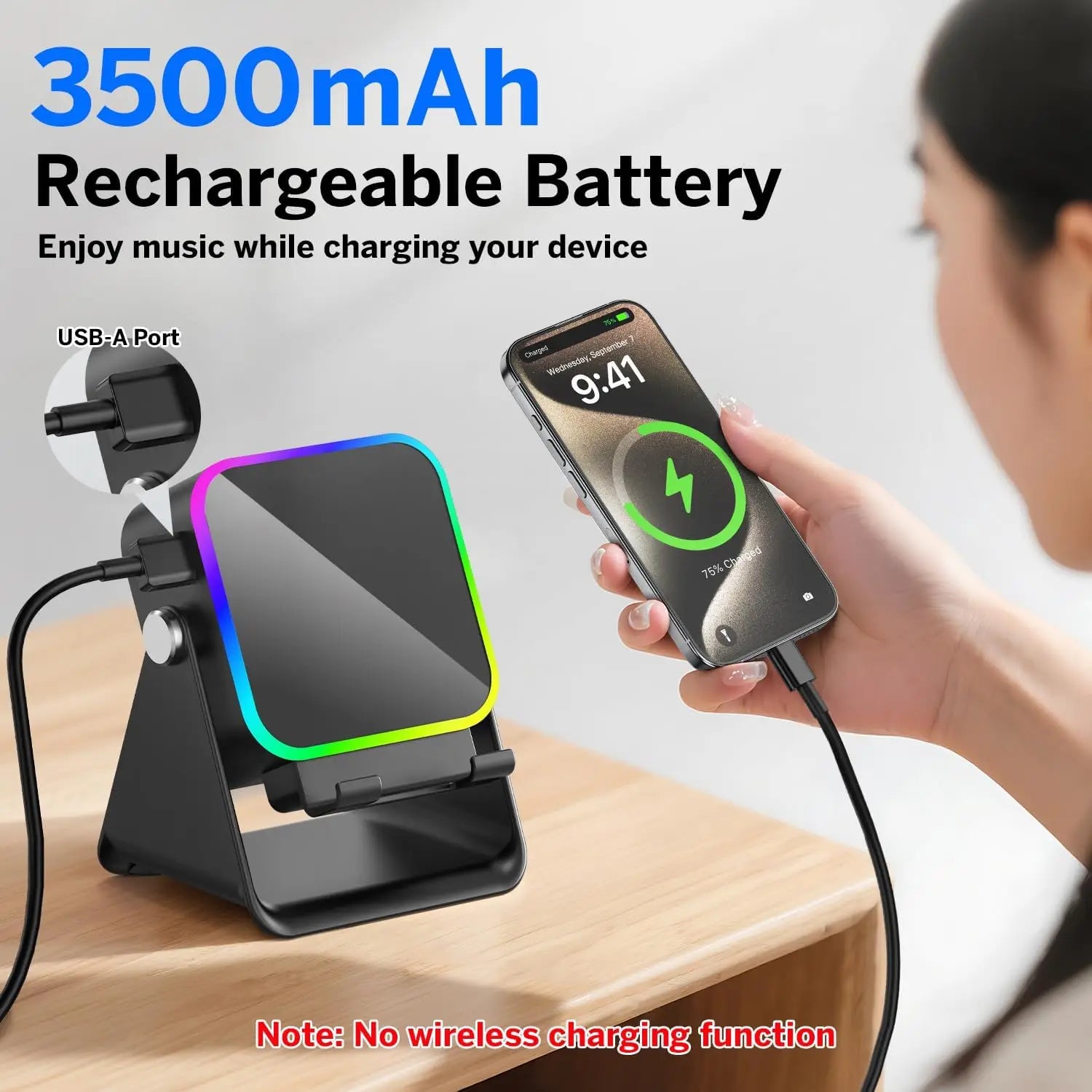 5-in-1 Auto-Induction Wireless Bluetooth Speaker | RGB Light Portable HiFi Speaker with Phone Holder