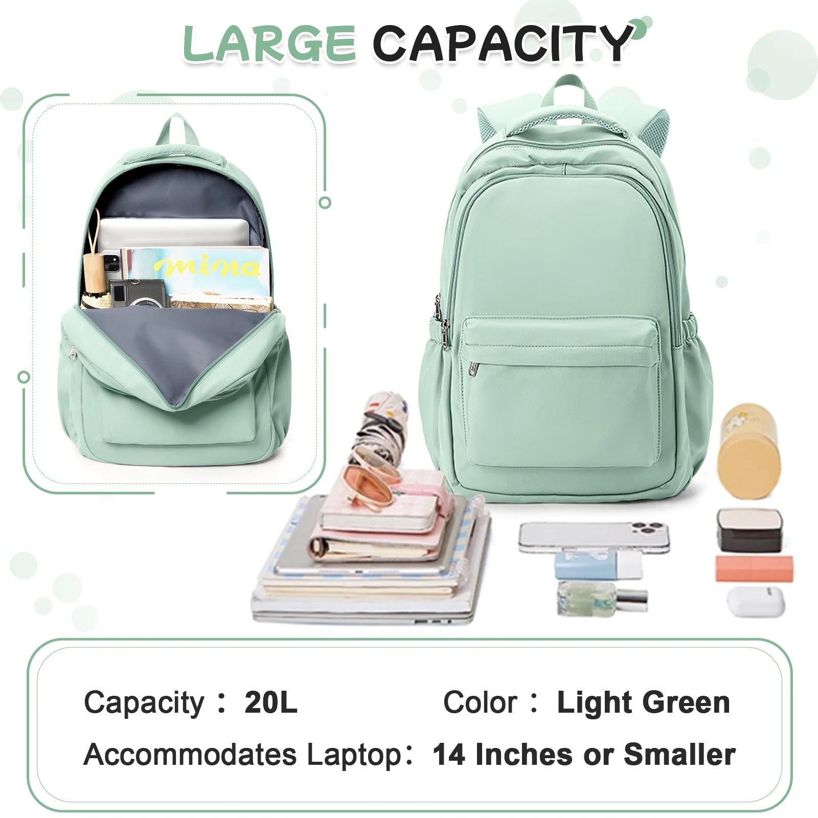 Lightweight Style Nylon Backpack School Backpack for Primary Middle Bookbag teens student Travel backpack, Multiple Compartments