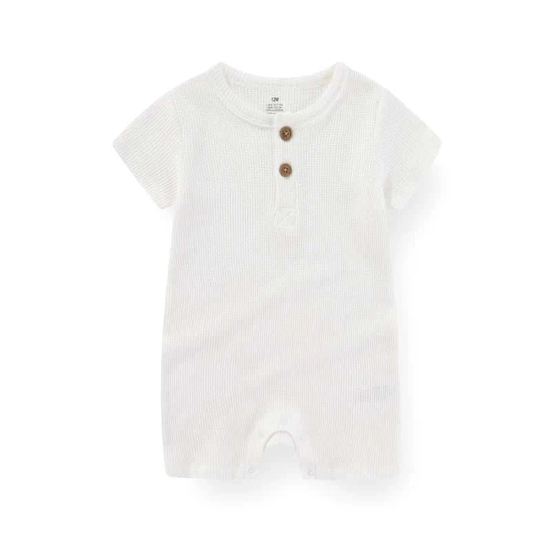 Cotton Baby Romper | Solid Short Sleeve Jumpsuit | 100% Soft Cotton