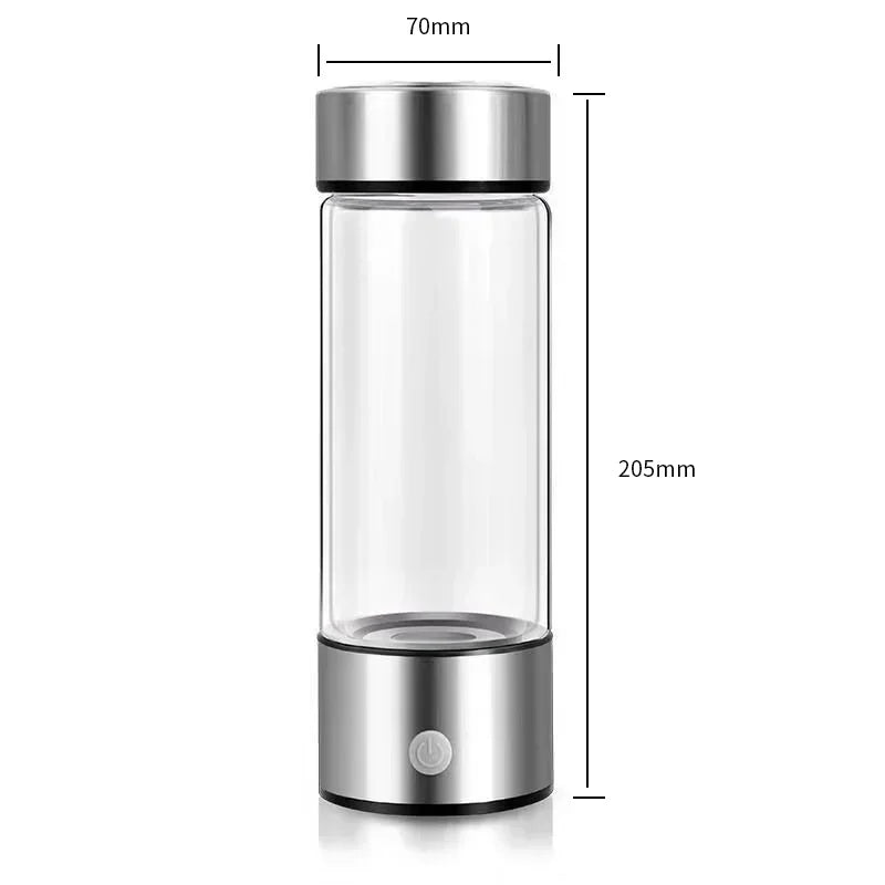 Portable Alkaline Hydrogen Water Bottle with SPE PEM Technology | 1600 PPB Hydrogen Rich Water in 3 Minutes | Borosilicate Glass Water Cup | 2-in-1 Usage Modes