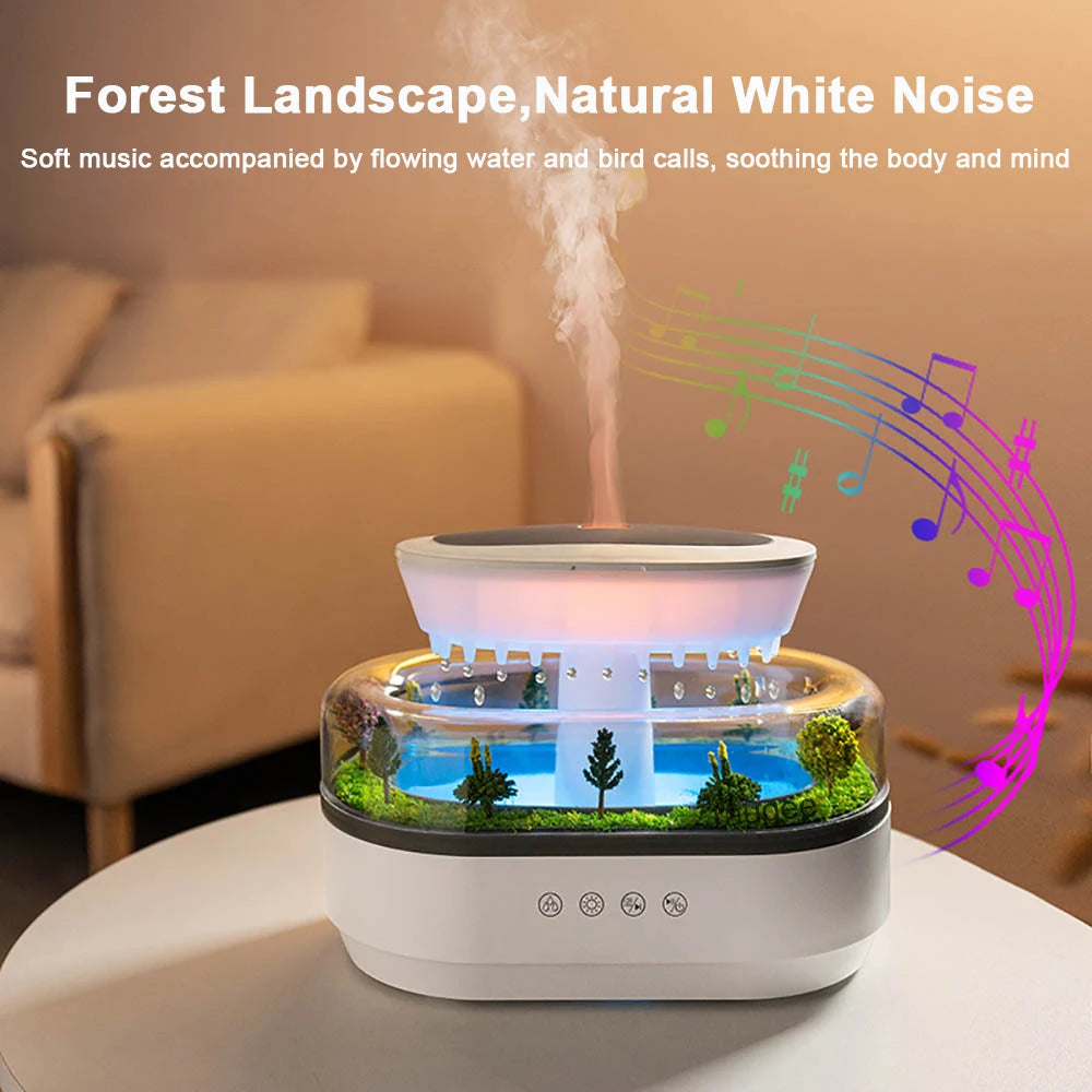 Aroma Humidifier Raindrop Air Humidifier Colorful Light White Noise Essential Oil Diffuser
