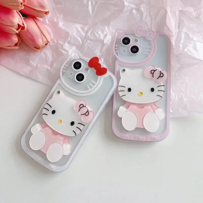 Hello Kitty Shockproof Case For iPhone 16 With Cosmetic Mirror Cover