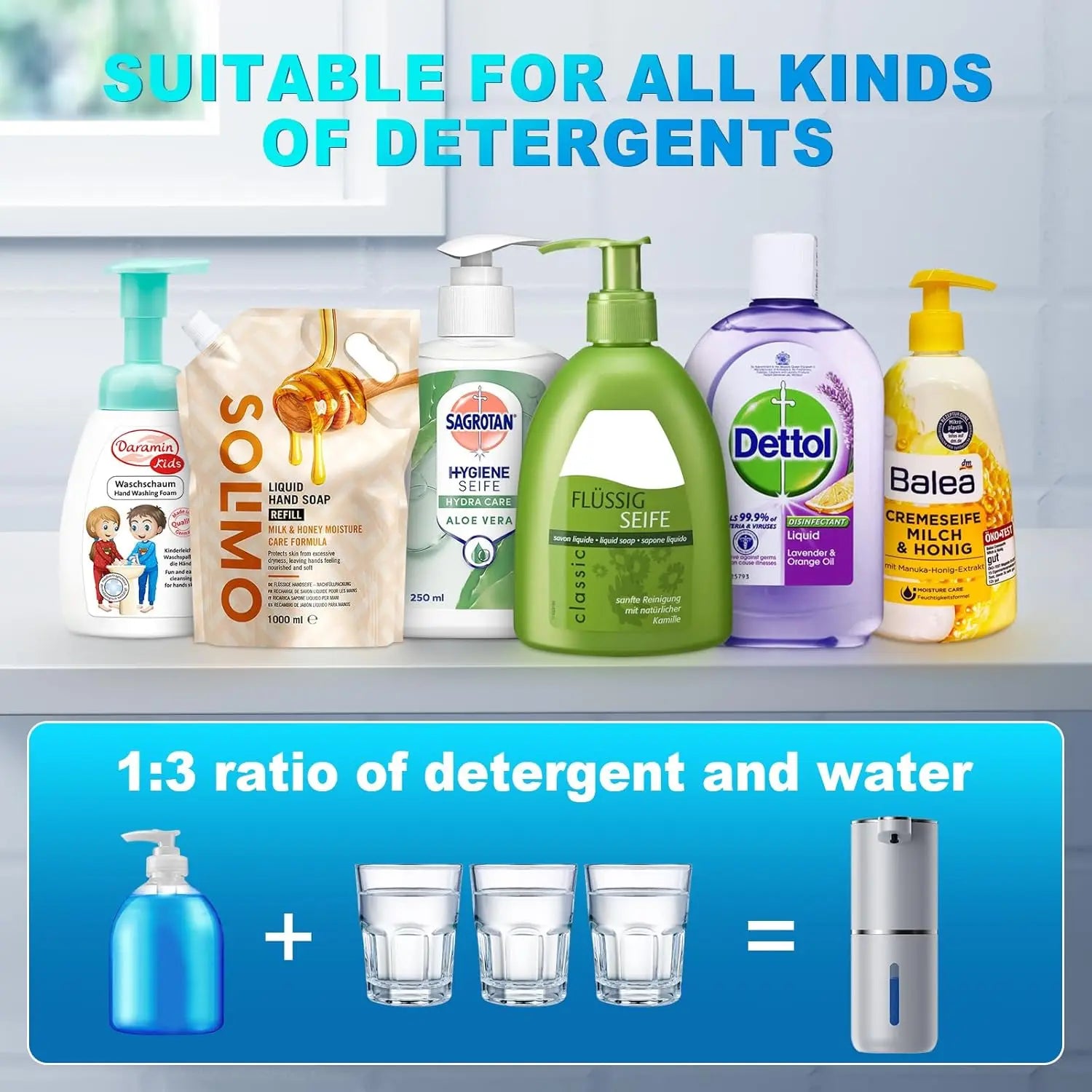 Soap dispenser for bathroom kitchen Touchless Sensor 4 Level Adjustable automatic Foam/Liquid