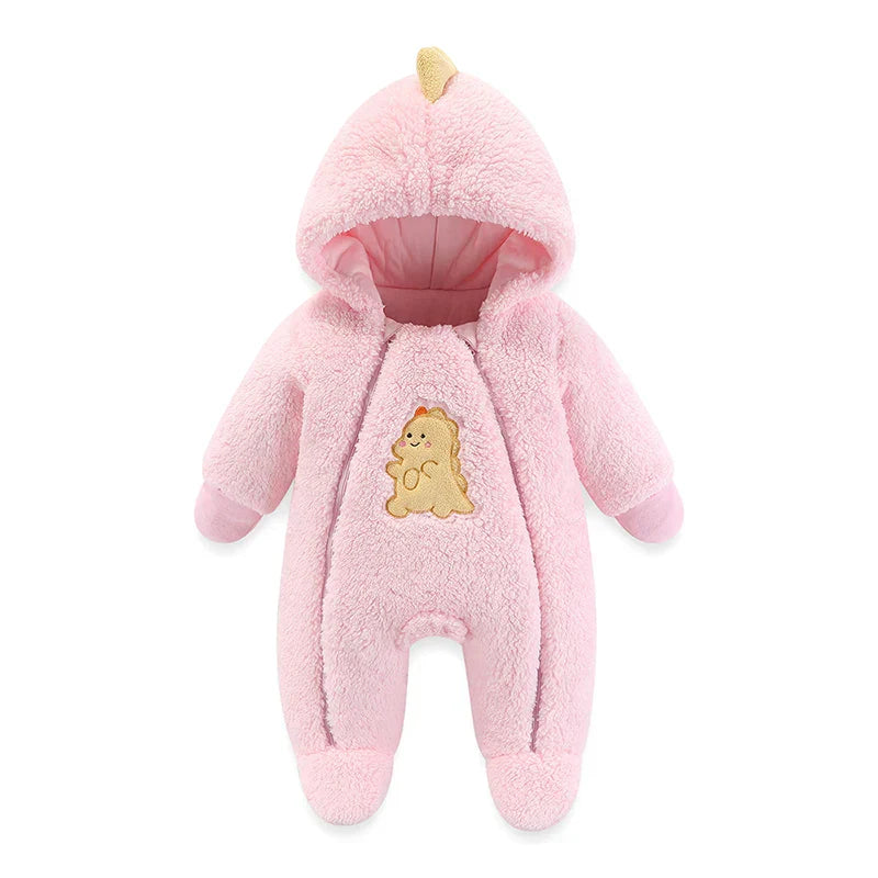 Baby Zipper Plush Winter Jumpsuit-Warm Infant Outfit for Cold Weather