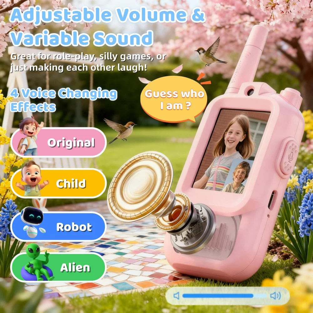 2PCS Video Walkie Talkie For Kids 2-inch HD Screen Rechargeable Toys for Indoor Camping Travel Birthday Gfits for Kids Ages 3-12