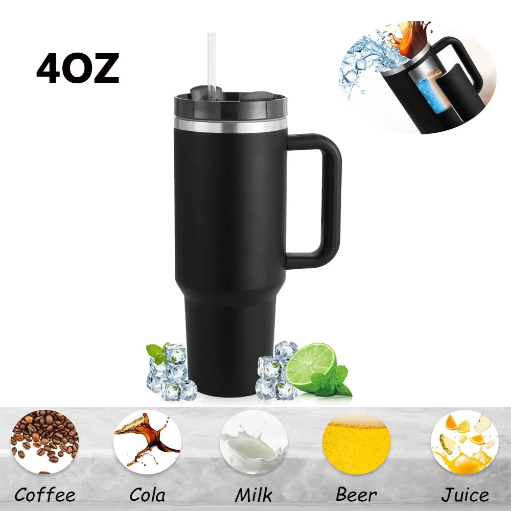 40oz Tumbler With Handle Straw Lid Insulated Stainless Steel Travel Cup Keep iced Coffee Mug Gifts For Women Men Car Cup Holder