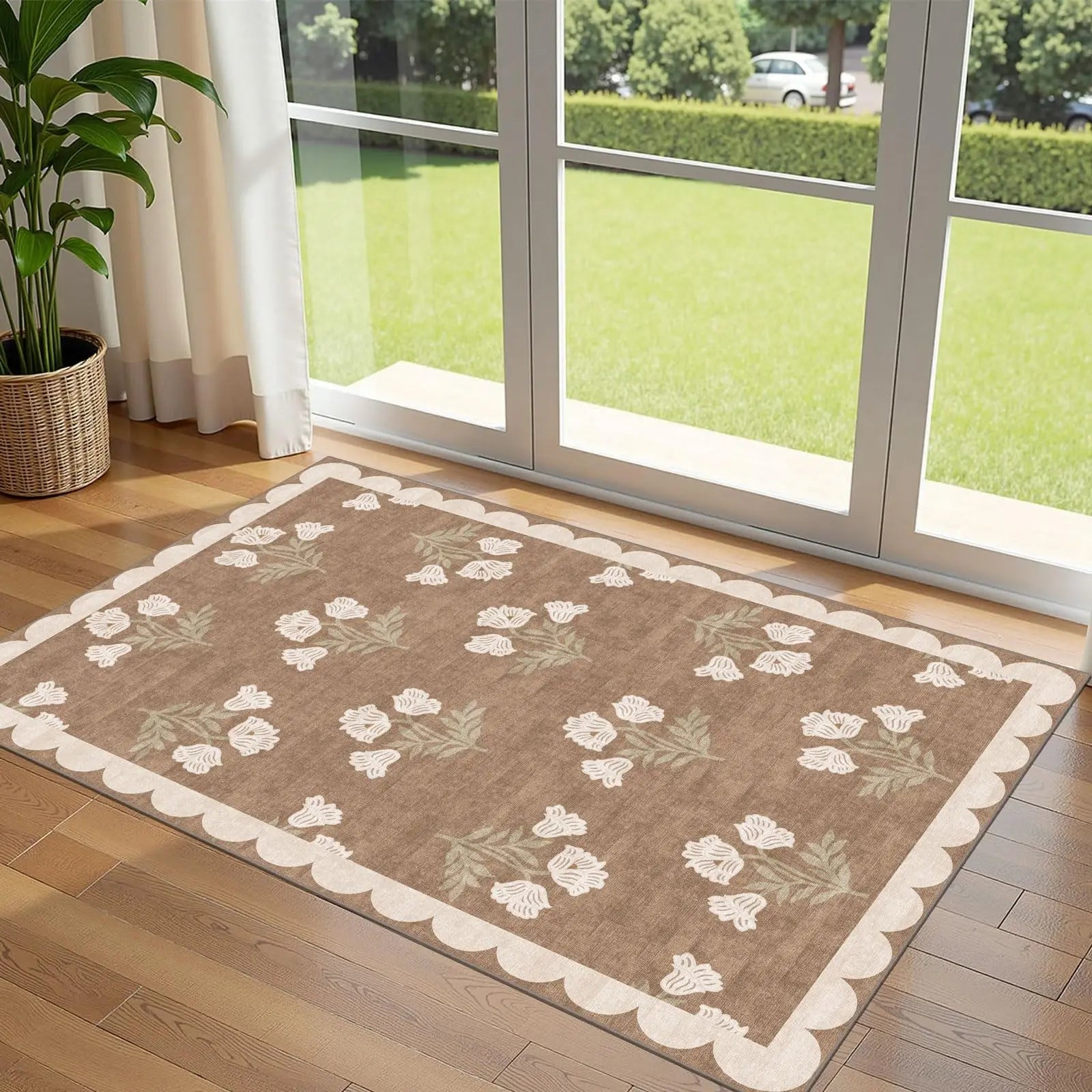 Washable Indoor Outdoor Mats for Front Door Non-Slip Porch Rug Sage Green Vintage Farmhouse Throw Rugs for Living Room Bedroom Entryway Kitchen Office Porch Decor