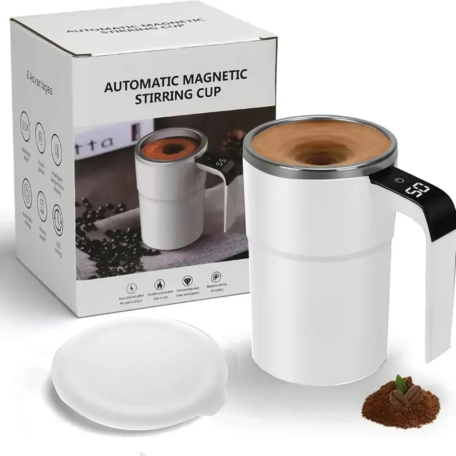 Rechargeable Magnetic Stirring Coffee Mug | 304 Stainless Steel Self Mixing Cup