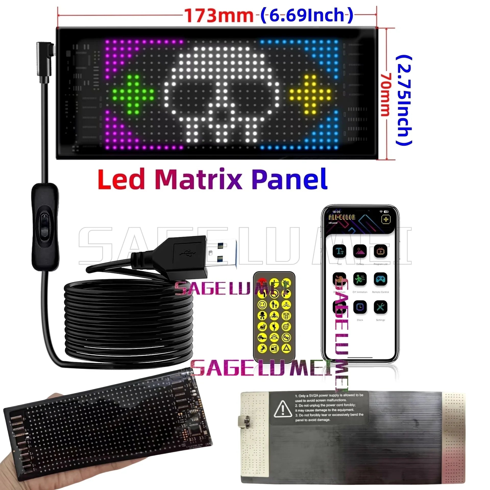 LED Car Sign Animation LED Matrix Pixel Panel DIY Multilingual Programmable LED Panel Flexible Display Ad Truck Evil's Eye Light