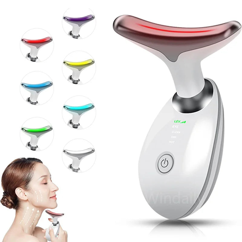 Microcurrent Face & Neck Lifting Massager – LED Photon Therapy Beauty Device