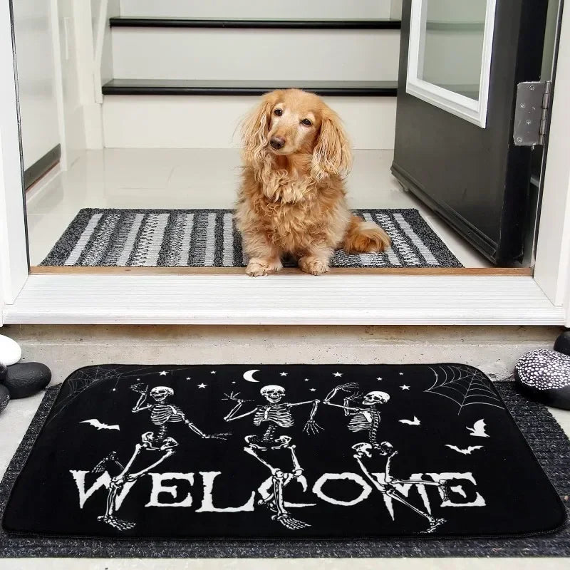 Halloween Dancing Skeletons Doormat – Spooky Non-Slip Welcome Mat