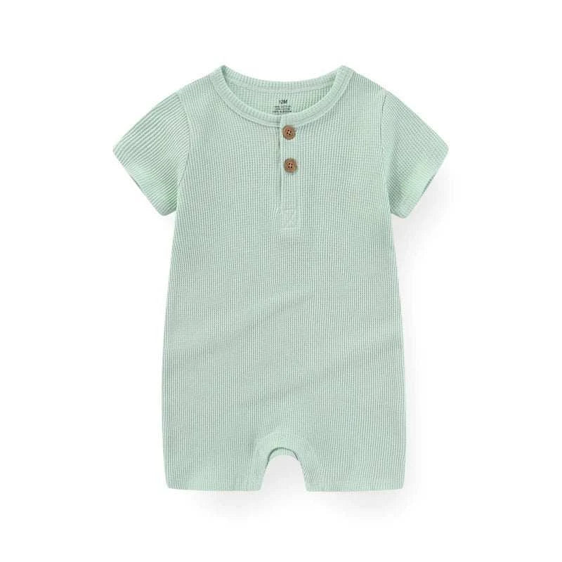 Cotton Baby Romper | Solid Short Sleeve Jumpsuit | 100% Soft Cotton