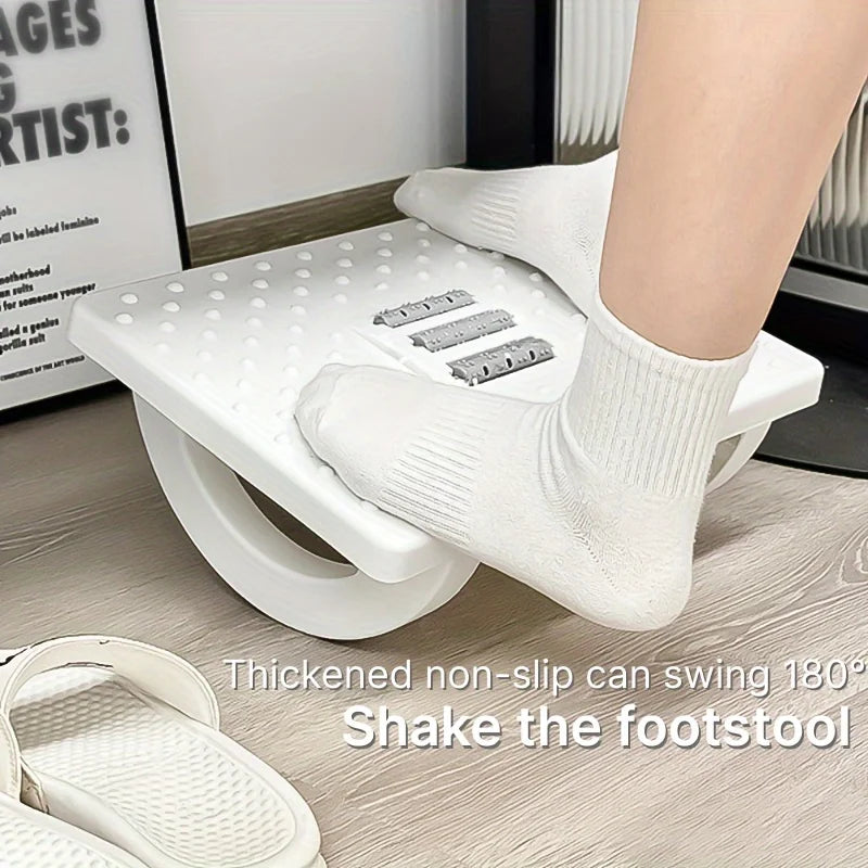 Ergonomic Foot Stools for Under Office Desk - Rocking Footrest with Roller Massager (Gray)