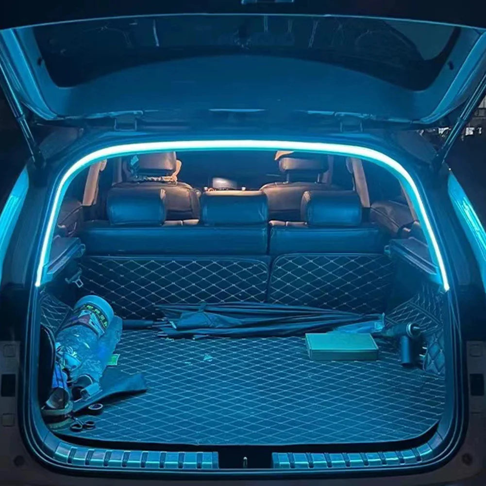 Car Trunk LED Strip Light, Silicone Flexible Cuttable Vehicle Ambient Lighting, Waterproof Interior Lamp Decoration