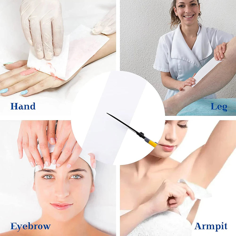 100Pcs Wax Hair Removal Depilation Strips Nonwoven Body Cloth Eyebrow Hair Remove Wax Paper Rolls Epilator Wax Strip Paper