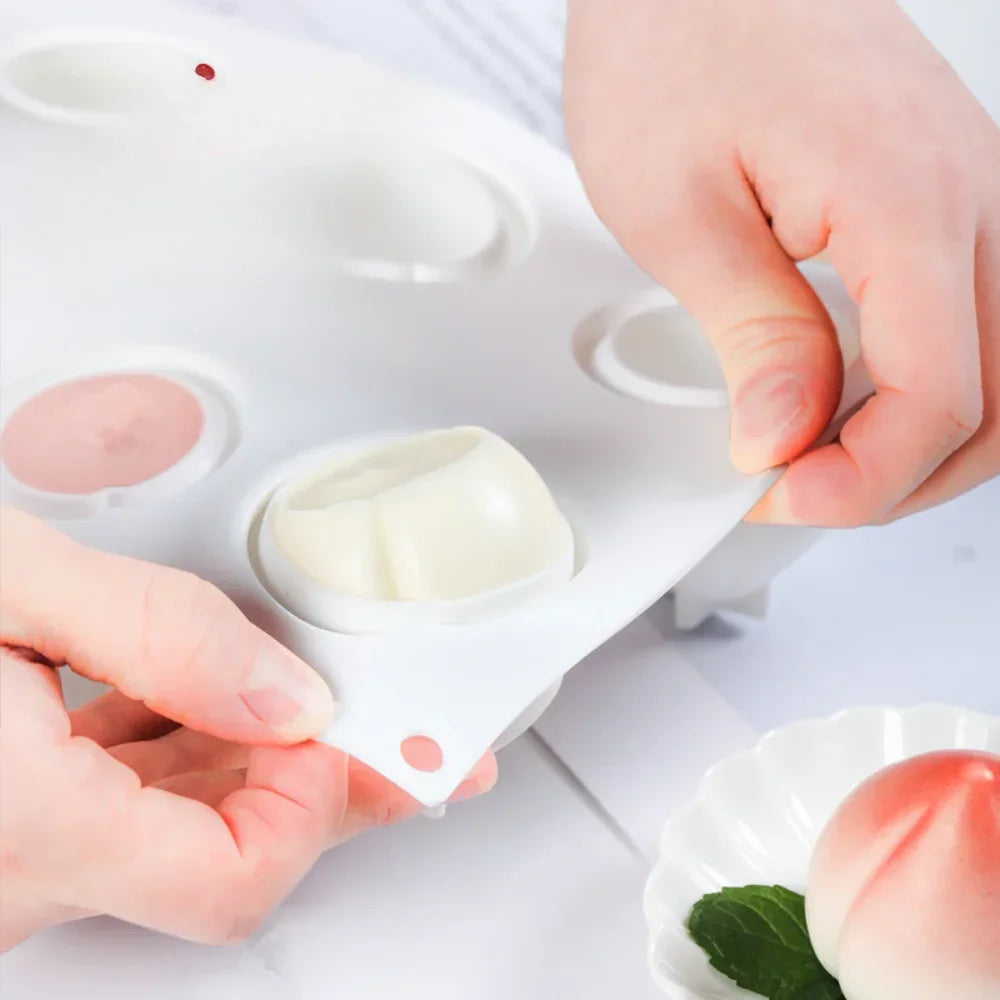 8 Hole Peach Shape Silicone Mousse Cake Mold For Baking Fruit Dessert Mousse Decorating Cake Chocolate Bakeware Mould