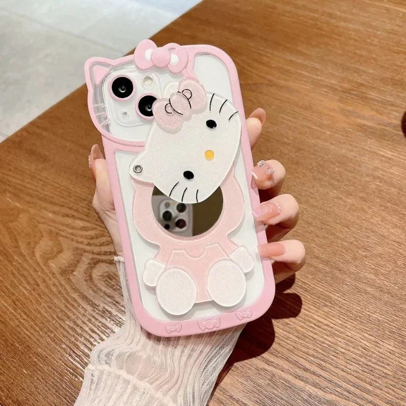 Hello Kitty Shockproof Case For iPhone 16 With Cosmetic Mirror Cover
